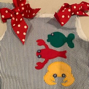 Blue and white striped two piece set